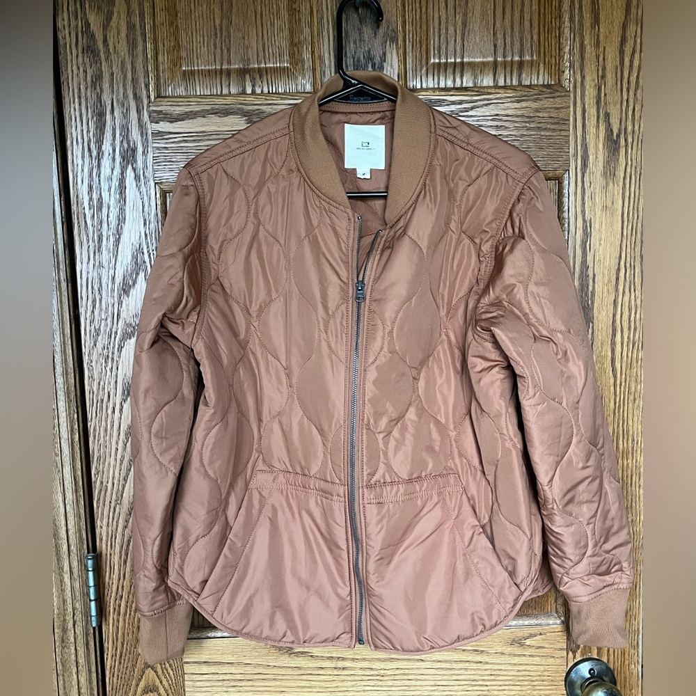 Orange bomber jacket